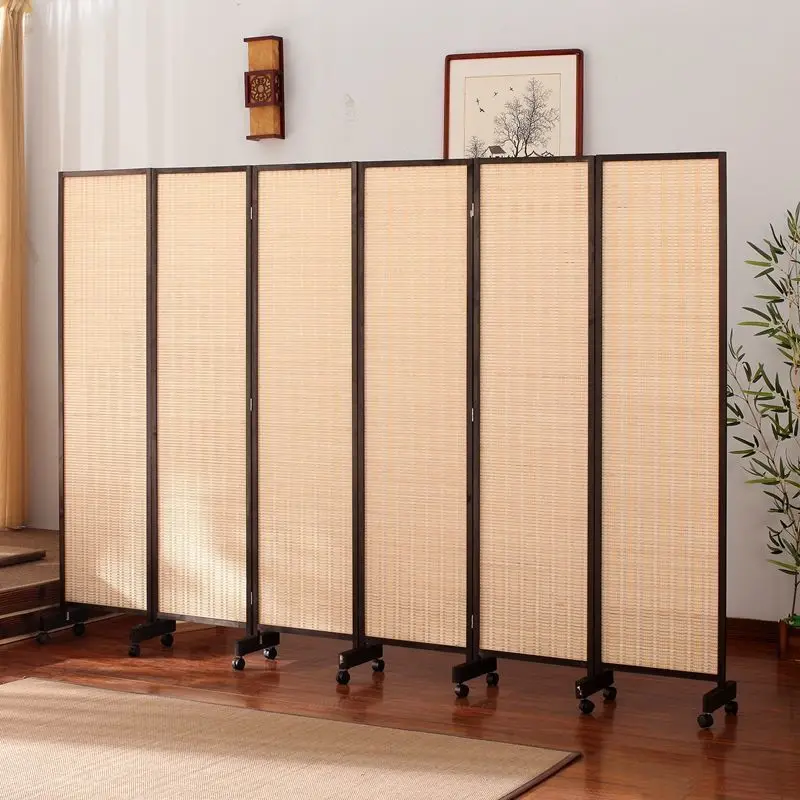 Simple 4/5/6 Panel Room Divider Folding Bamboo Screen, Movable Folding Partition Wall Separation Dividers Panels,For Hotel Home