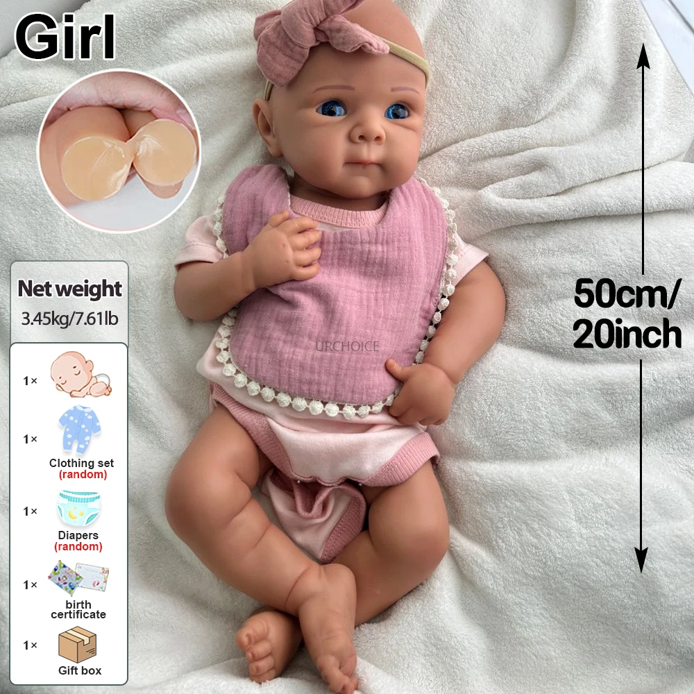 20 polegadas de cura de silicone renascido bebê menina Bettie boneca suave realista lavável para pessoas solitárias presente de Natal