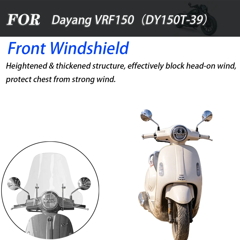 Enlarged Retro Front Windshield Wind Deflector Panel Fit Dayang VRF150 DY150T‑39 Scooter Modification Accessories