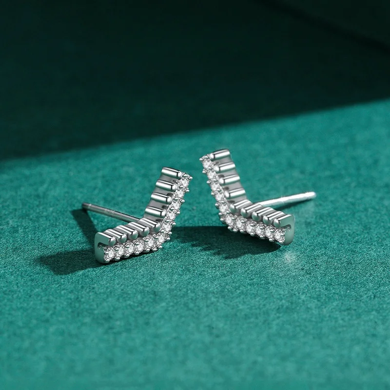 حفل زفاف هدية بالجملة S925 فضة تصميم هندسي الزركون العصرية ترصيع الأقراط للنساء #3