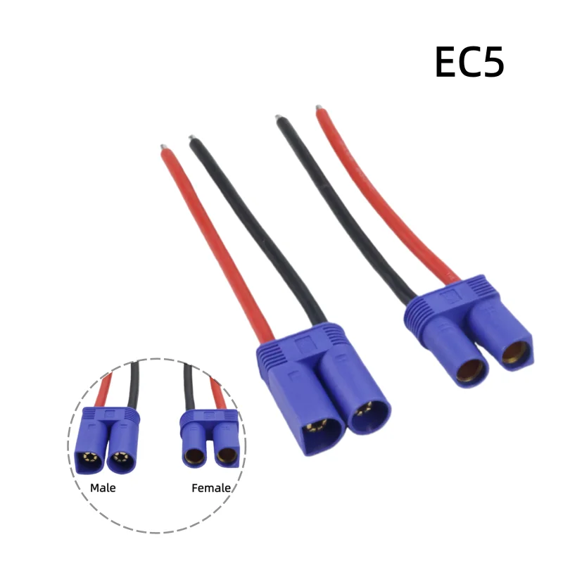 EC5 Male Female Bullet Connector Plug Pigtail Cable 10cm 14AWG Silicone Wire for RC Lipo Battery FPV Car Boat