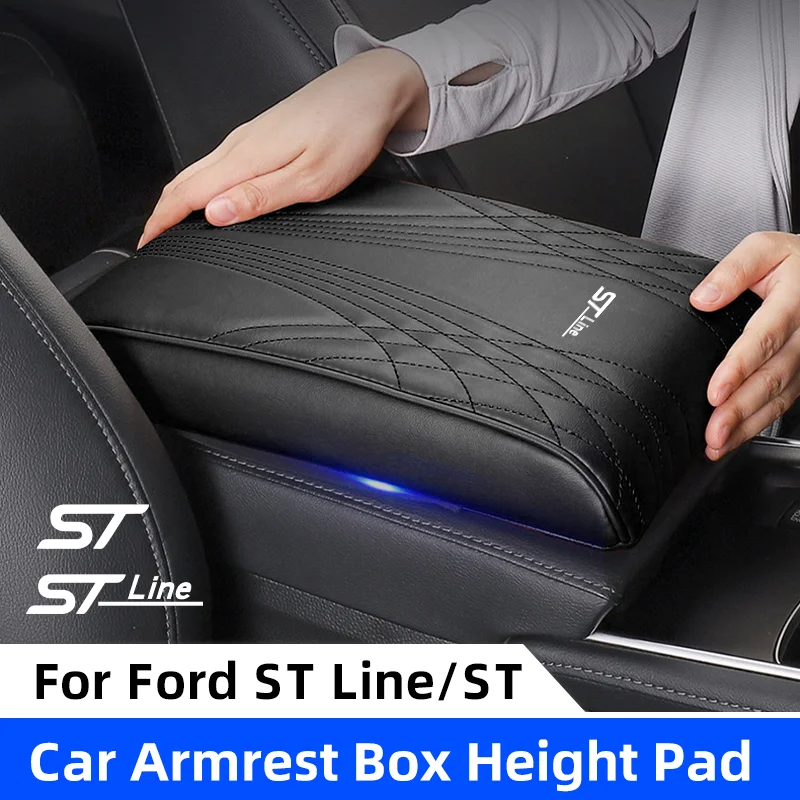 Car Center Console Armrest Box Height Pad For Ford ST STLine MK3 MK4 Kuga Fiesta Memory Cotton Elbow Support Armrest Cushion Pad