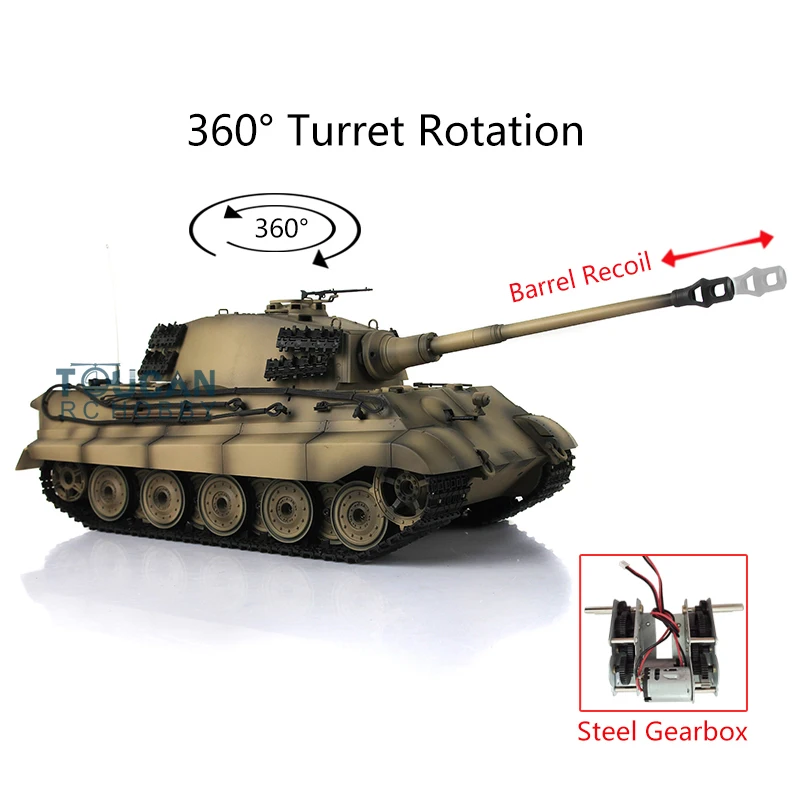 HENG LONG 1/16 RC Tank 7.0 King Tiger Barrel Recoil 3888A 360° Steel Gearbox Tank Toy Gifts for BoysTH17563