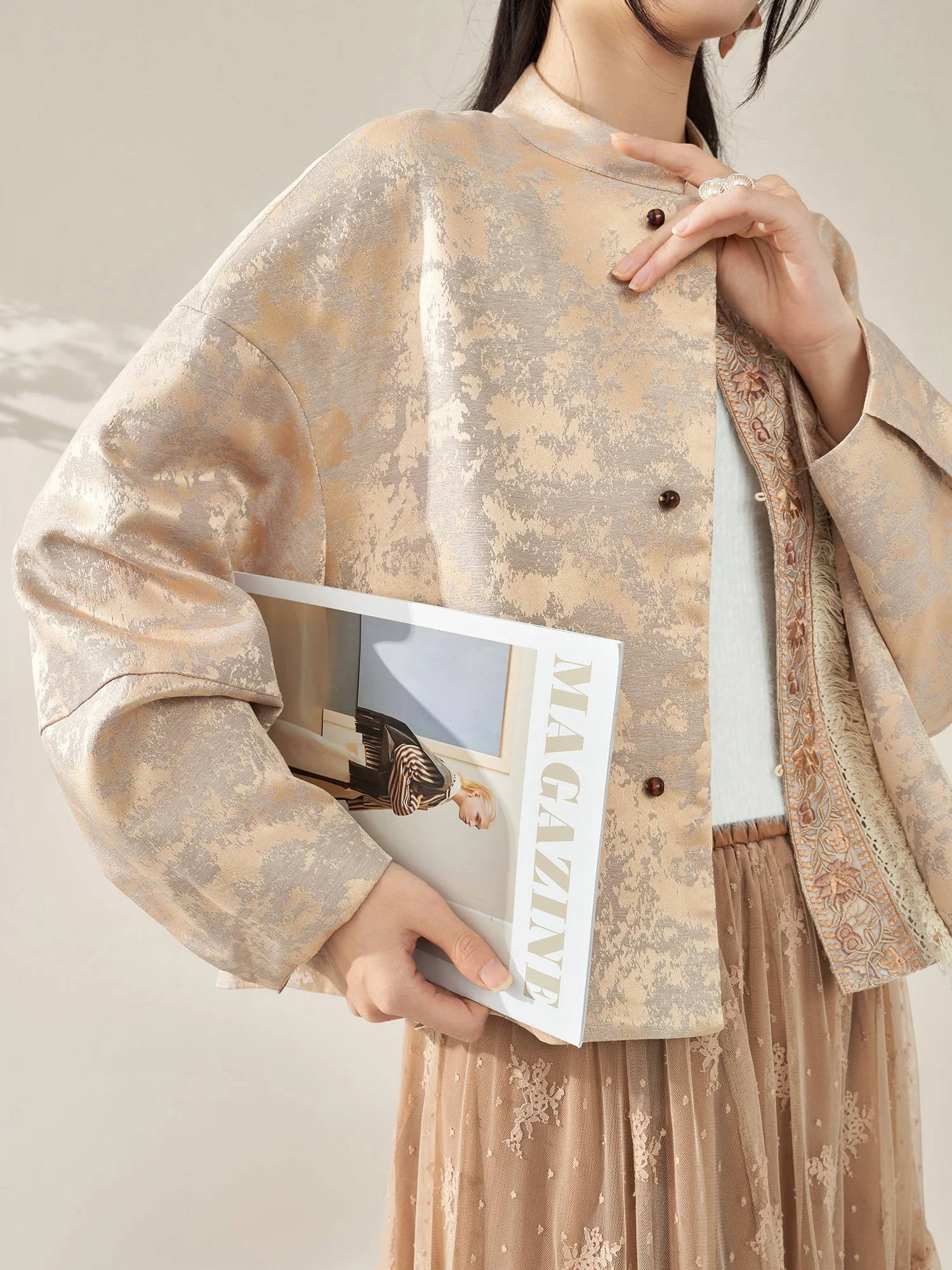 

Flowing Era Chinese Sle Heavy Embroidery Design Women's Jaet Autumn Winter New Arrival Elegance Feel ort Outerwear