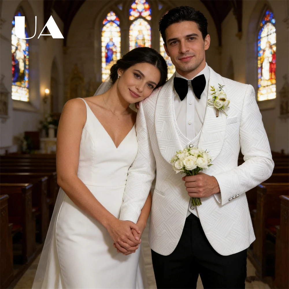 

ULBYANRY - Свадебный костюм-тройка для жениха, XS-3XL, популярный уникальный жаккардовый костюм, комплект из пиджака, жилета и брюк класса люкс