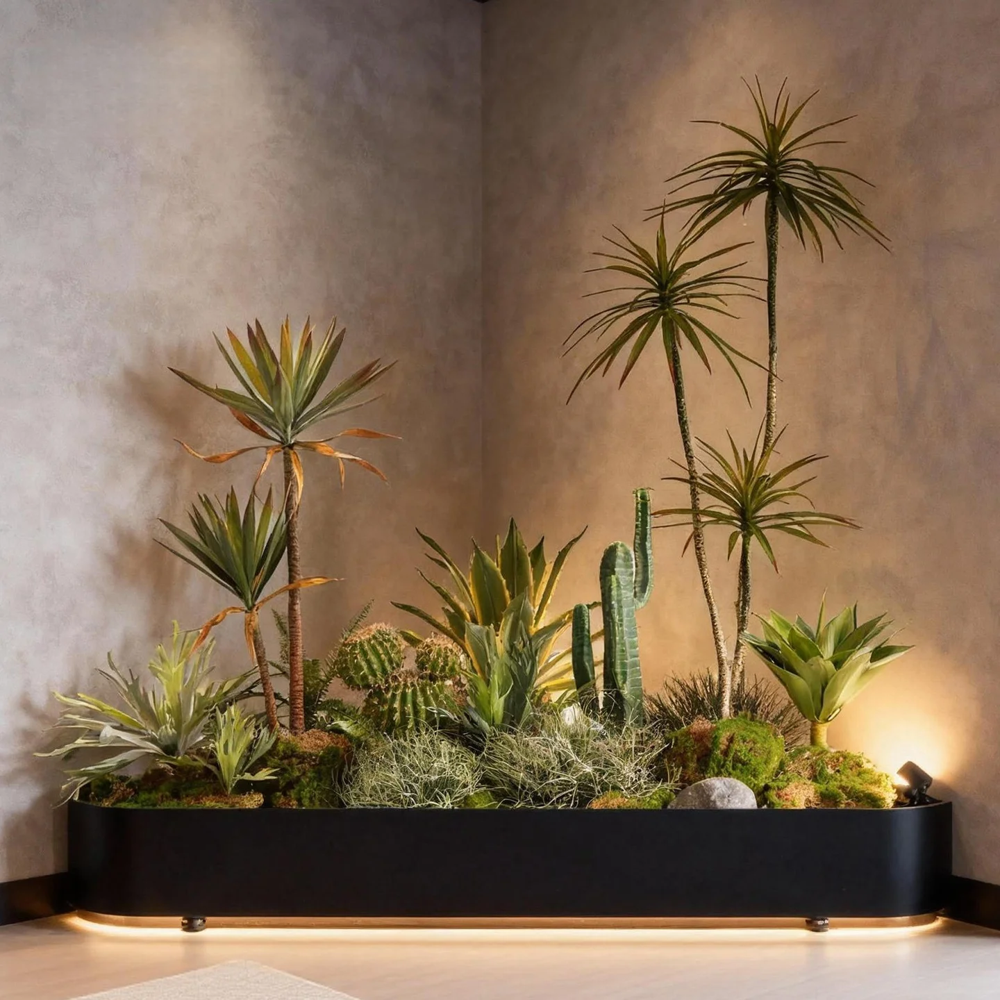 Custom Artificial Tropical Plant Landscape Set for Commercial Space Greenery Arrangement Showroom Staircase Hotel Office Decor