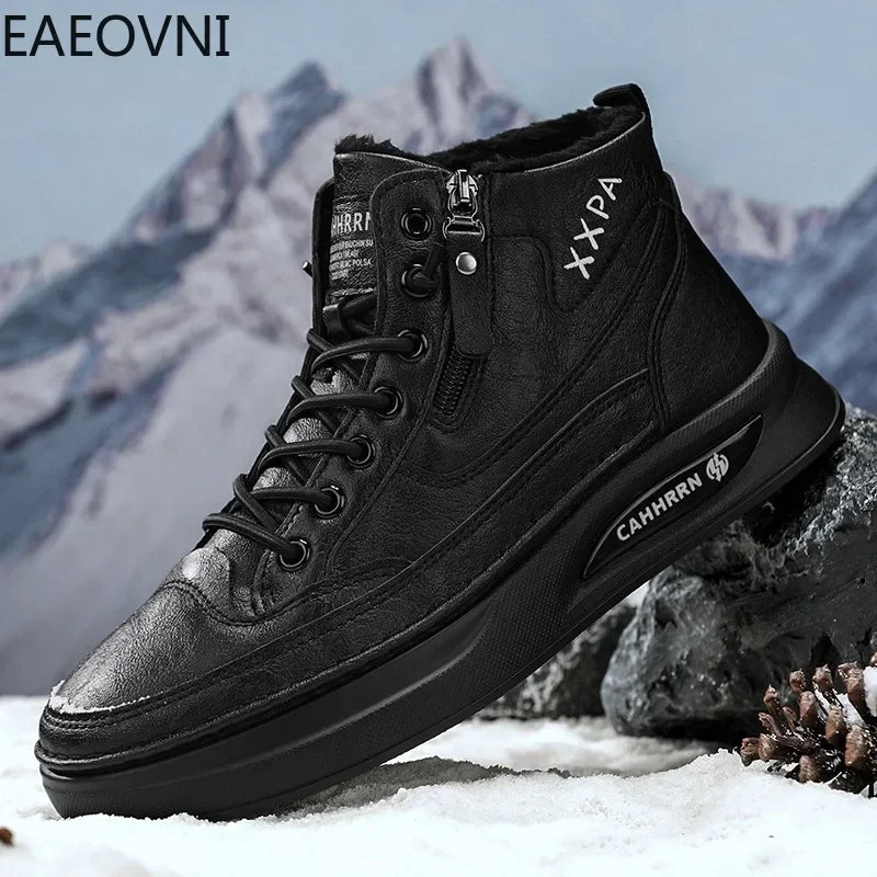 Men White Shoes High Tops Winter Plus Cotton Outdoor Man Leather Sneakers High Quality Basic Men's Sneaker Personality Hot Sale