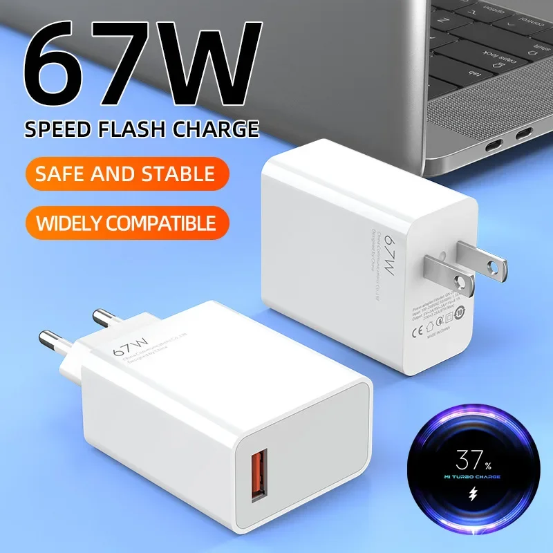 67W Super Fast Charger for Xiaomi 11 Lite 12 13 14 Redmi Note 10 11T 12T 13 Pro POCO F4 F5 X5 X6 6A Type C Quick Charging Cable