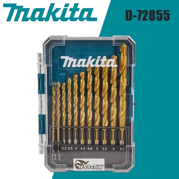 Makita D-72855 HSS foret en étain ensemble écologique 13 pièces foret hélicoïdal résistant à l'humidité haute dureté forets à bois accessoires d'outils électriques