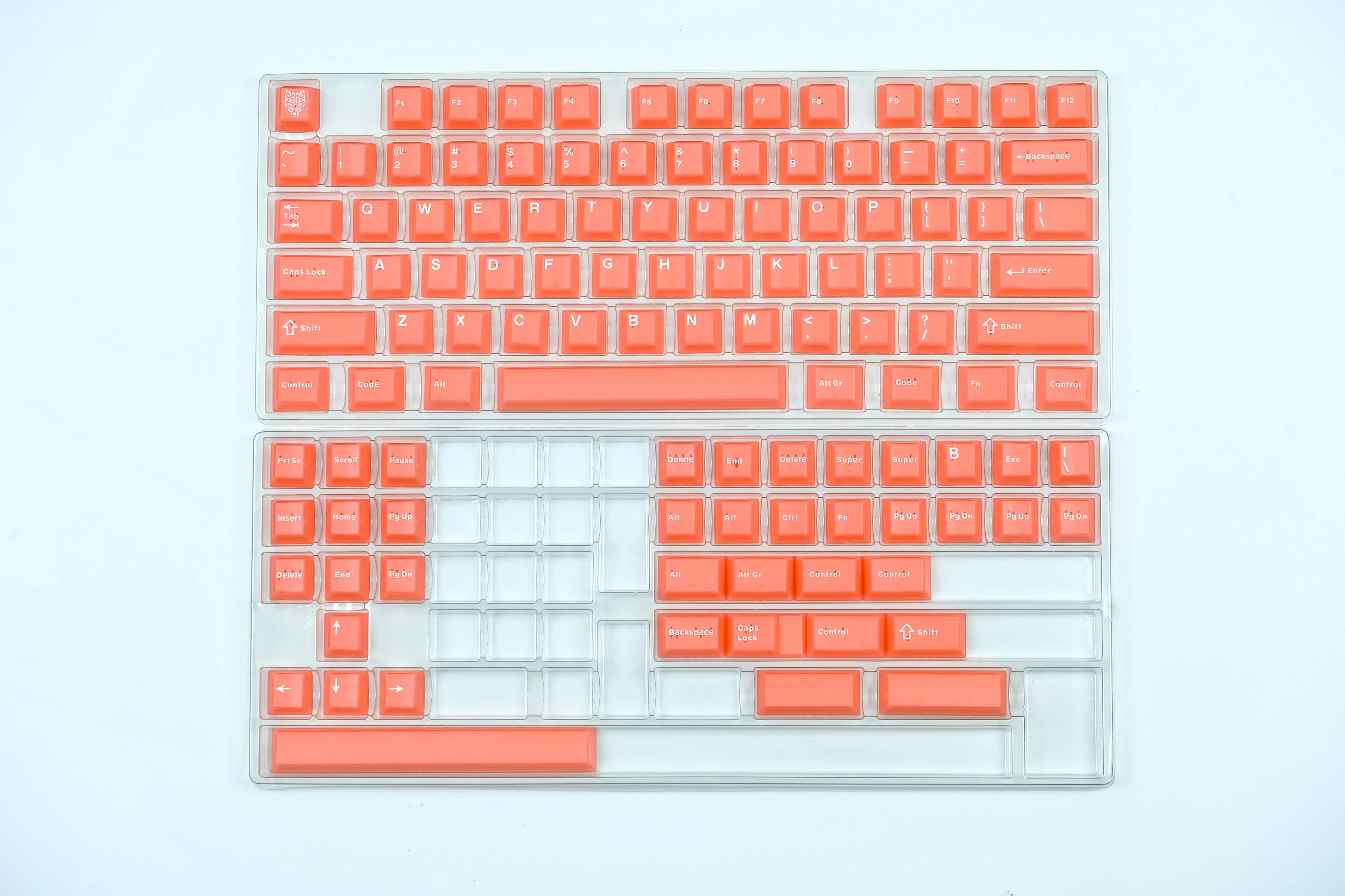 Original height ABS two-color orange semi-transparent keycap