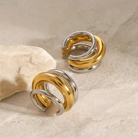 Yori Double Color Stainless Steel Cast Waterproof Ear Clip Fashion Trendy High Quality Jewelry New Bijoux