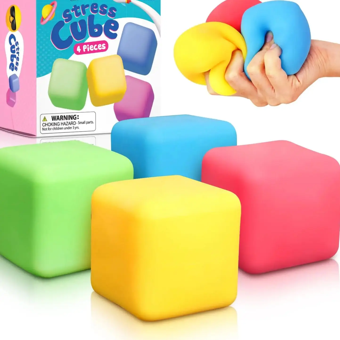 Stress Cube Fidget Toy for Kid,Squeeze Stress Ball Toy for Anxiety,Squishy Ball Sensory Toy for Kid Adult Classroom Office Party