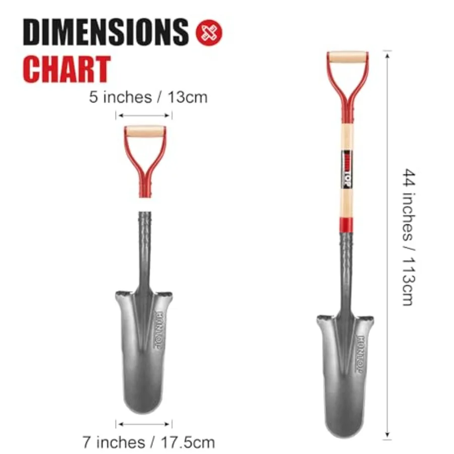 Drain Spade Shovel Garden Spades Shovels for Digging Transplanting Sharp Shooter Shovel, 44 inches