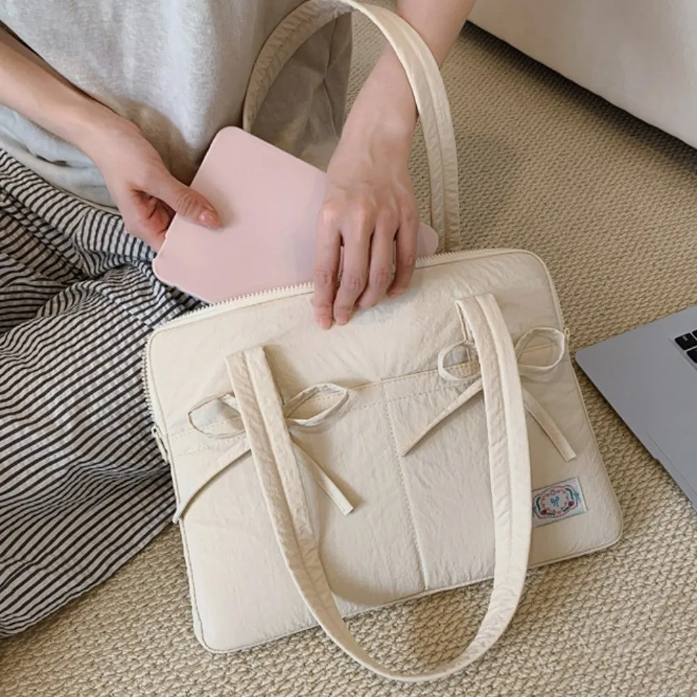 Bowknot Laptop Sleeve Cover Bag Portable 14inch Computer Protective Case Shockproof Lightweight Notebook Sleeve Pouch