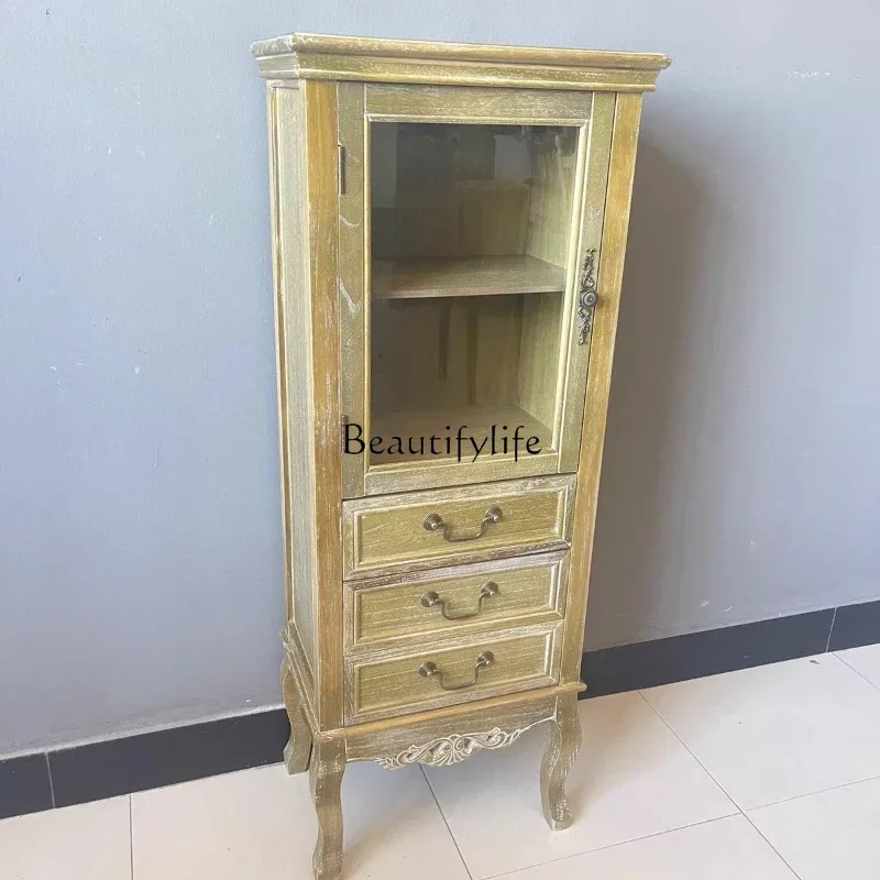 LX American engraved old wine cabinet small apartment display cabinet single door acrylic light luxury styleSSS