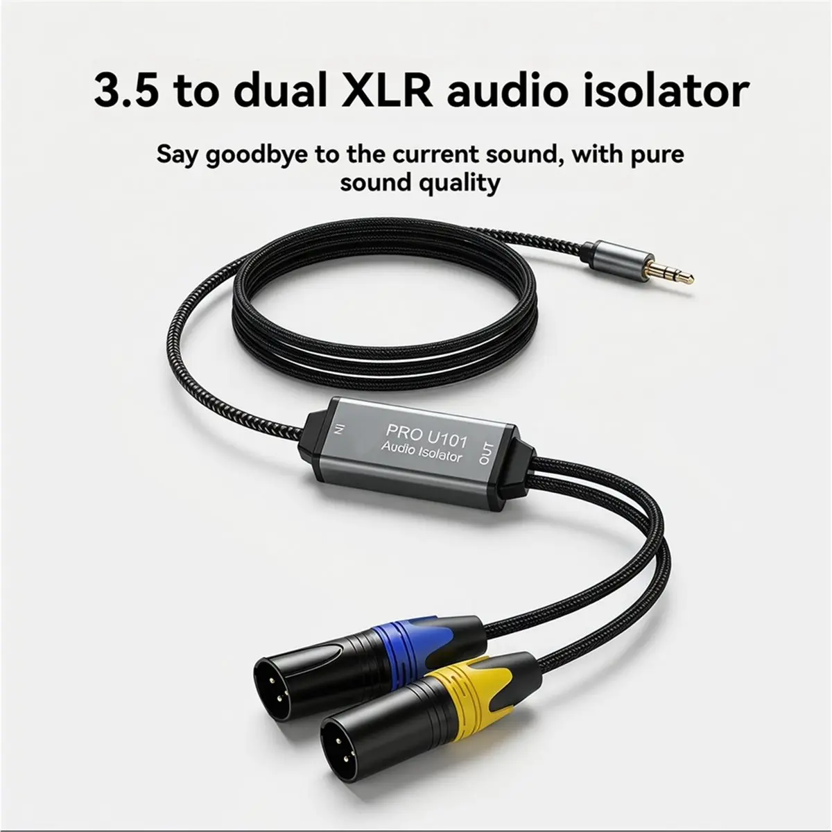 DT85 HOT 3.5mm to Dual XLR Audio Isolator PRO U101 XLR Noise Isolator Current Sound Noise Filter Canceller Audio Noise Isolator