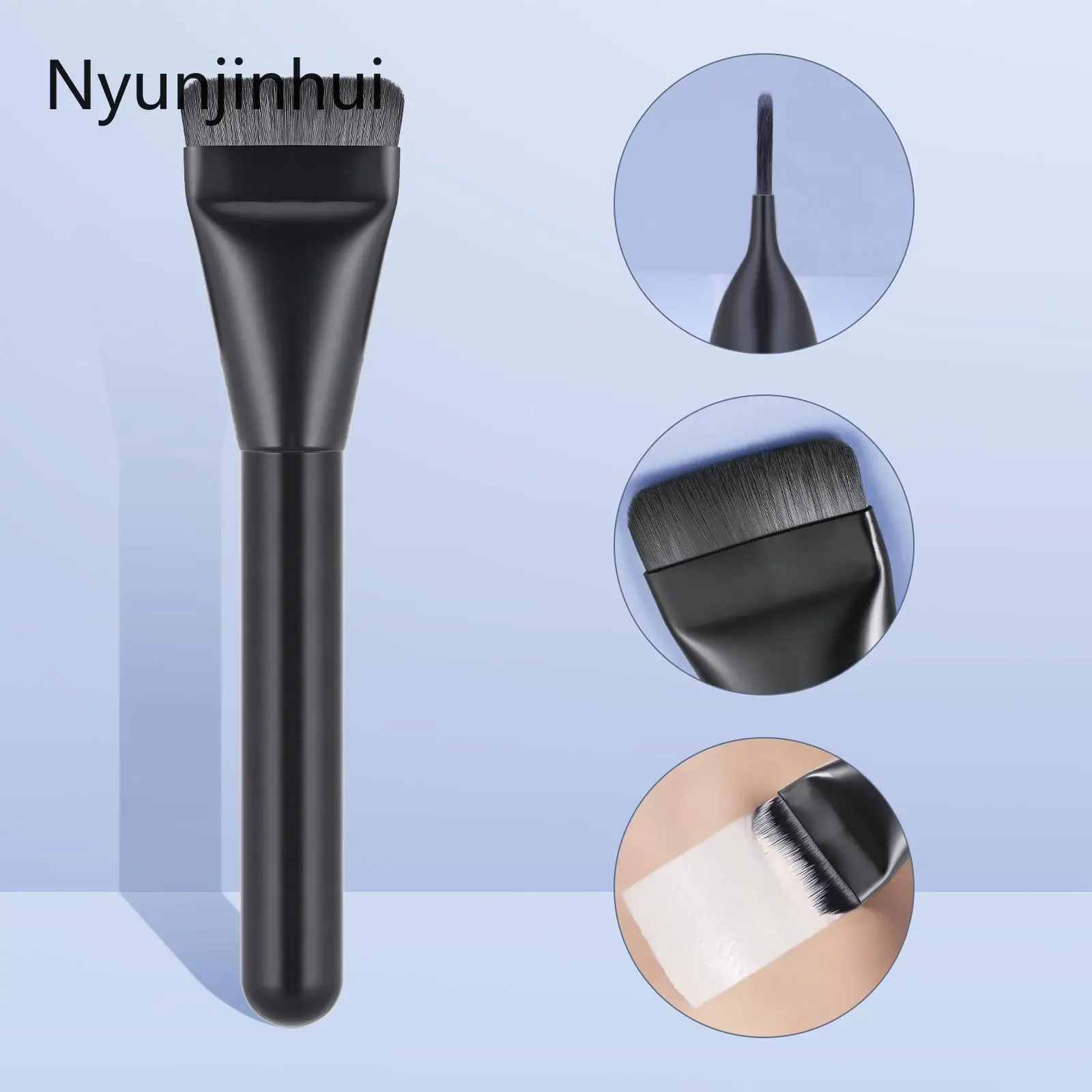 Brocha de base ultrafina, brocha correctora sin rastro, cepillo para máscara, cabeza plana, sin polvo, herramientas de belleza para el cabello suave, brocha de maquillaje