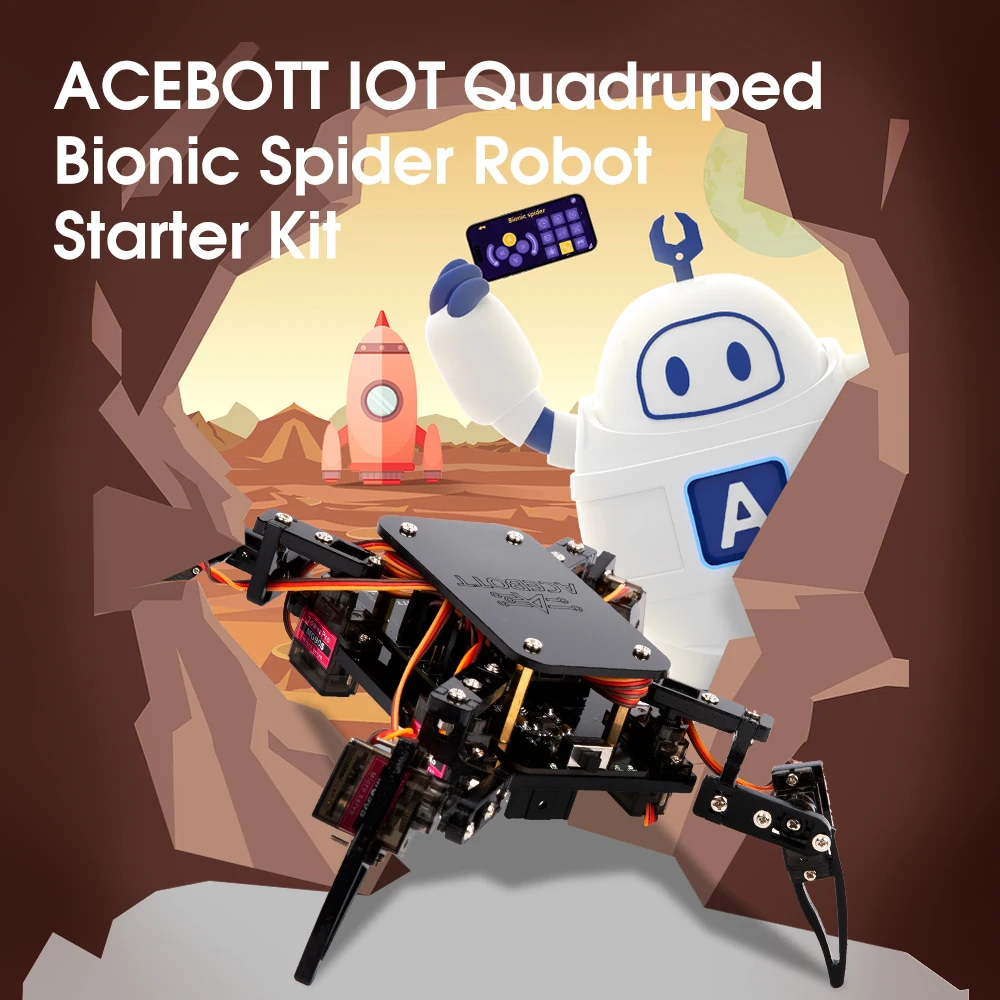 ACEBOTT ESP8266 Bionic Quadruped Spider Robot Kit App Remote Control Walking Crawling STEM Robotics Project for Arduino ESP32