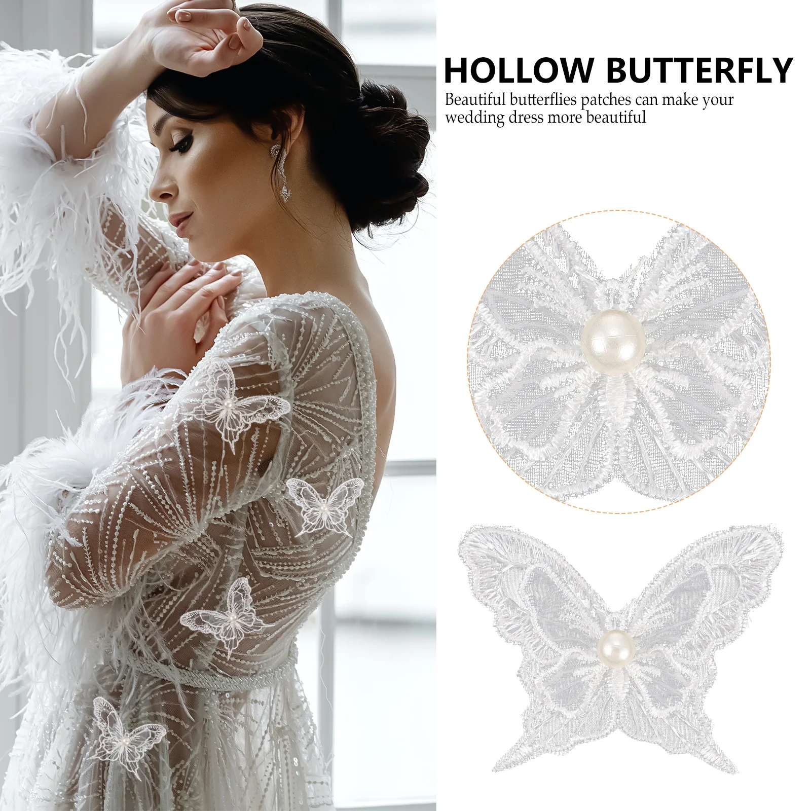 

10Pcs Wedding Dress Butterflies Appliques Lace Embroidered Patch Decor DIY Clothing Bag Accessories Butterflies Patches