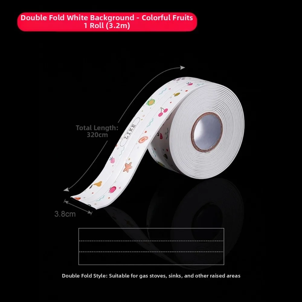 1 Roll PVC Bathroom Sealing Tape 50/38mm Waterproof Sink Gap Tapes Self-adhesive Stain-resistant Window Sealing Tape Home Use