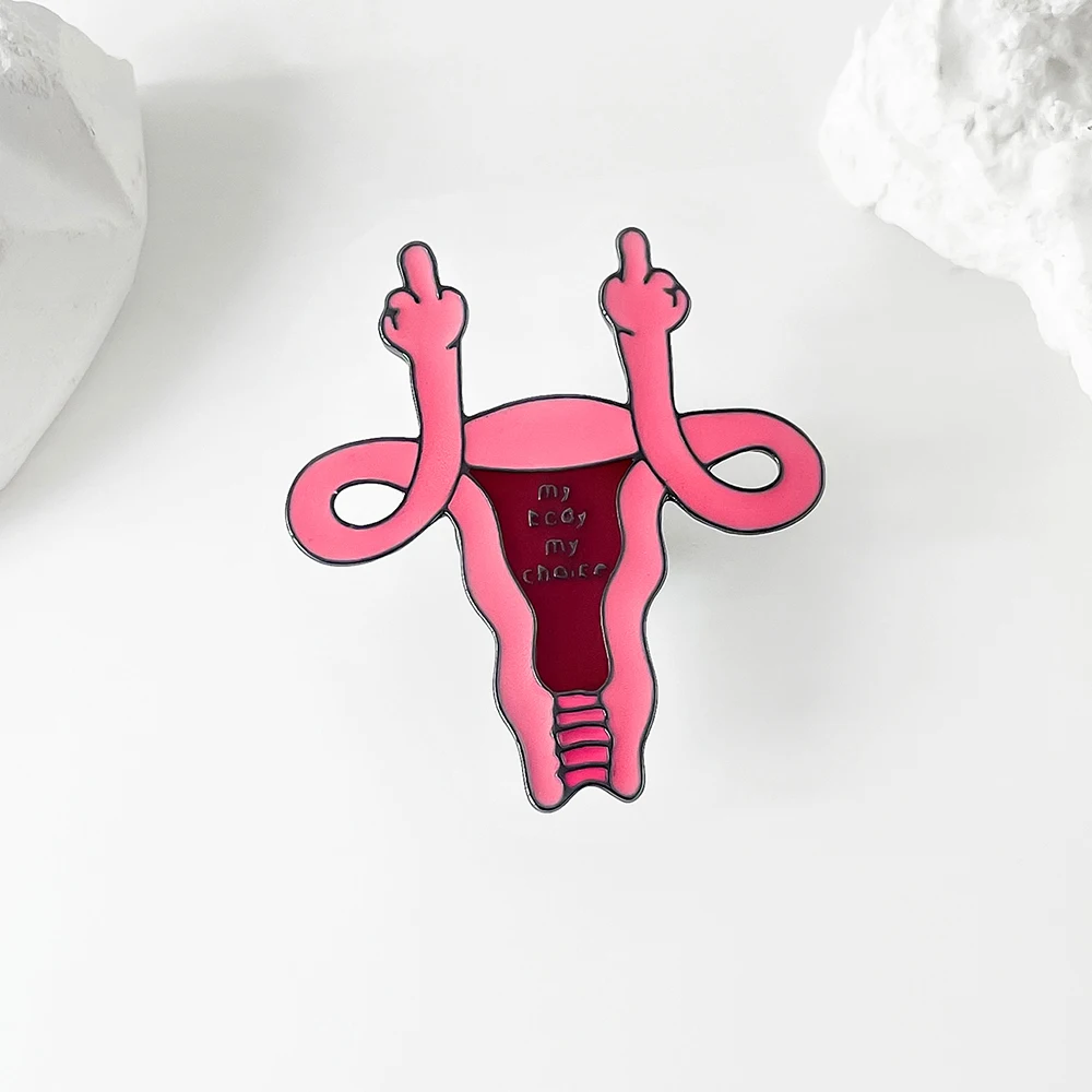 Hanreshe Uterus Feminist Enamel Pin “My Body My Choice” Medical Gynecology Brooch Lapel Pin Jewelry for Women Doctor Nurse