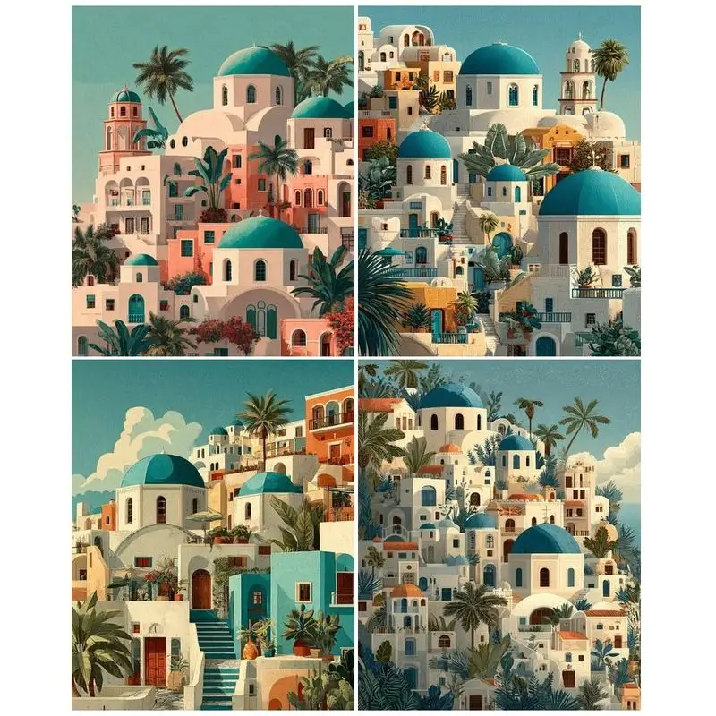 

CHENISTORY DIY Frame Paint By Number Town Landcape For Adults Picture By Numbers Acrylic Paint On Canvas Home Decor