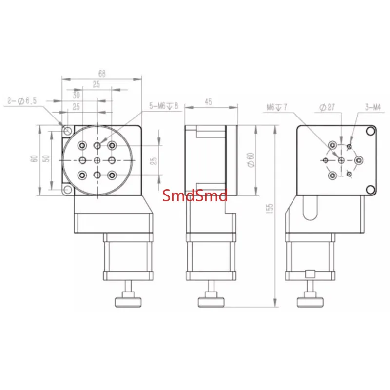 Y200RA60 Electric Rotary Stage Diameter 60MM Precision Indexing Table 360° Turntable Pan-Tilt