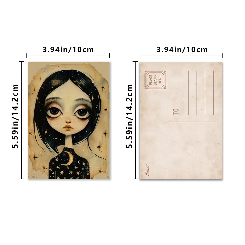 32pcs, Dark Retro Postcards, Birthday/Anniversary Gifts, Collectibles, Suitable for Gift Giving, Can be Mailed.