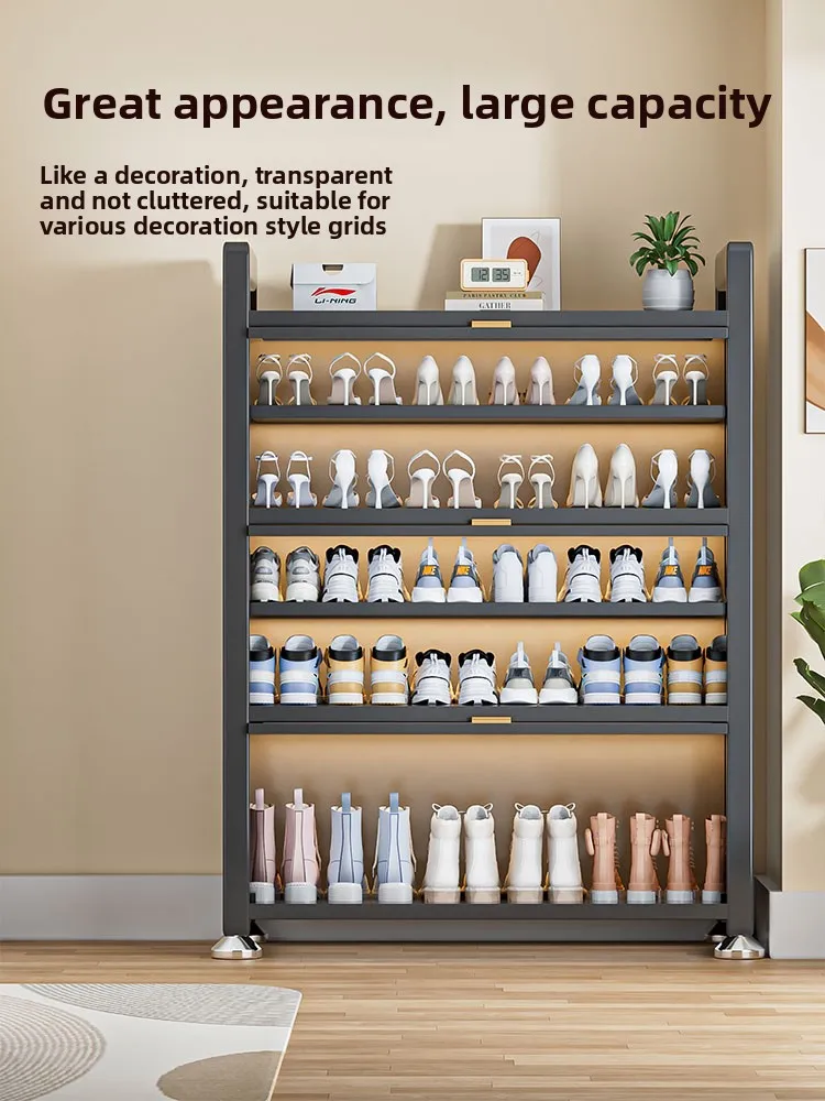 

Steel shoe cabinet household floor multi-layer dust shoe rack door