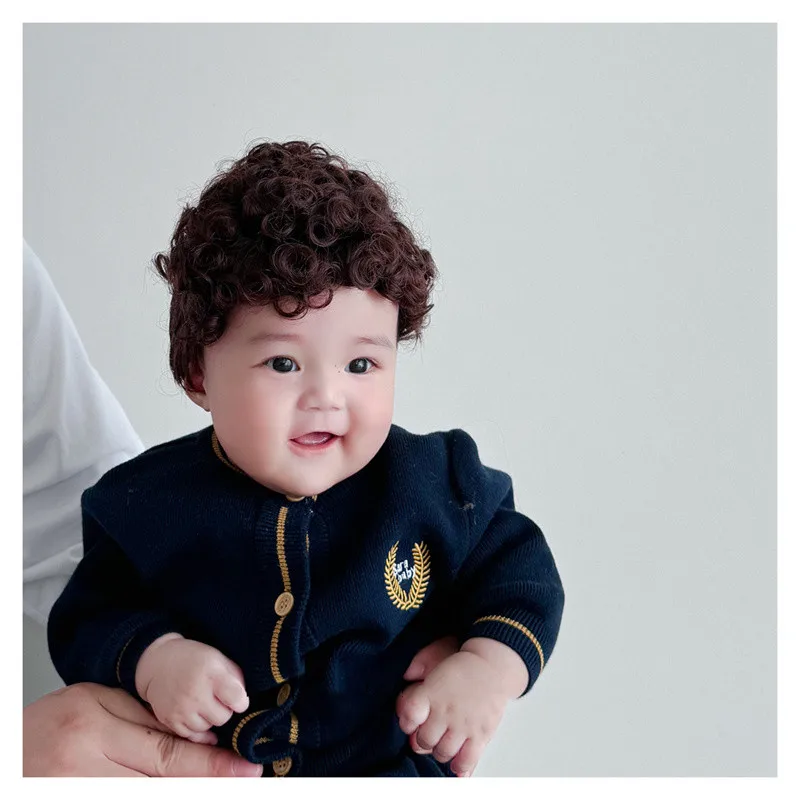 Cute Child Hair Extensions Synthetic 0-1Y Baby Boy Girl Wig Hat New Year Christmas Cosplay Head Cover Kids Wigs Photograph Props
