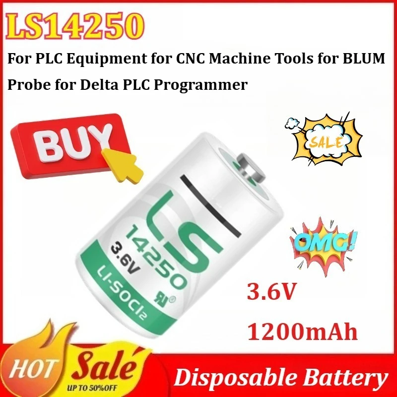 

10pcs LS14250 3.6V 1200mAh Disposable Battery for PLC Equipment for CNC Machine Tools for BLUM Probe for Delta PLC Programmer