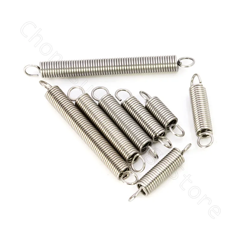 Resorte de tensión de 0,7mm con ganchos, resortes de extensión de diámetro de alambre de 0,7mm de acero inoxidable A2, diámetro exterior 5 6 - 8mm de longitud 15 - 160mm, 5 uds.