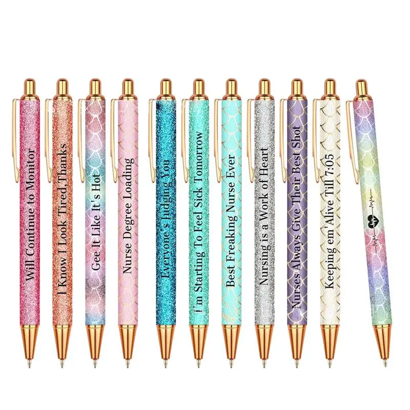 12X Funny Nurse Pens For Work Retractable Complaining Quotes Ballpoint Pens Nurse Theme Copywriting Nurse Ink Pen Daily Use