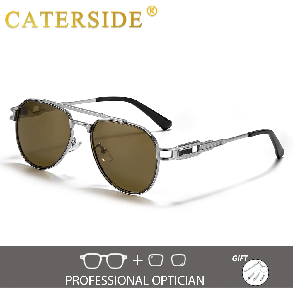 CATERSIDE Damen Optische Sonnenbrille Polarisierte Brillen Herren Private Anpassung Quadratische Linse Retro Suneyeglass UV400 – Detail 4