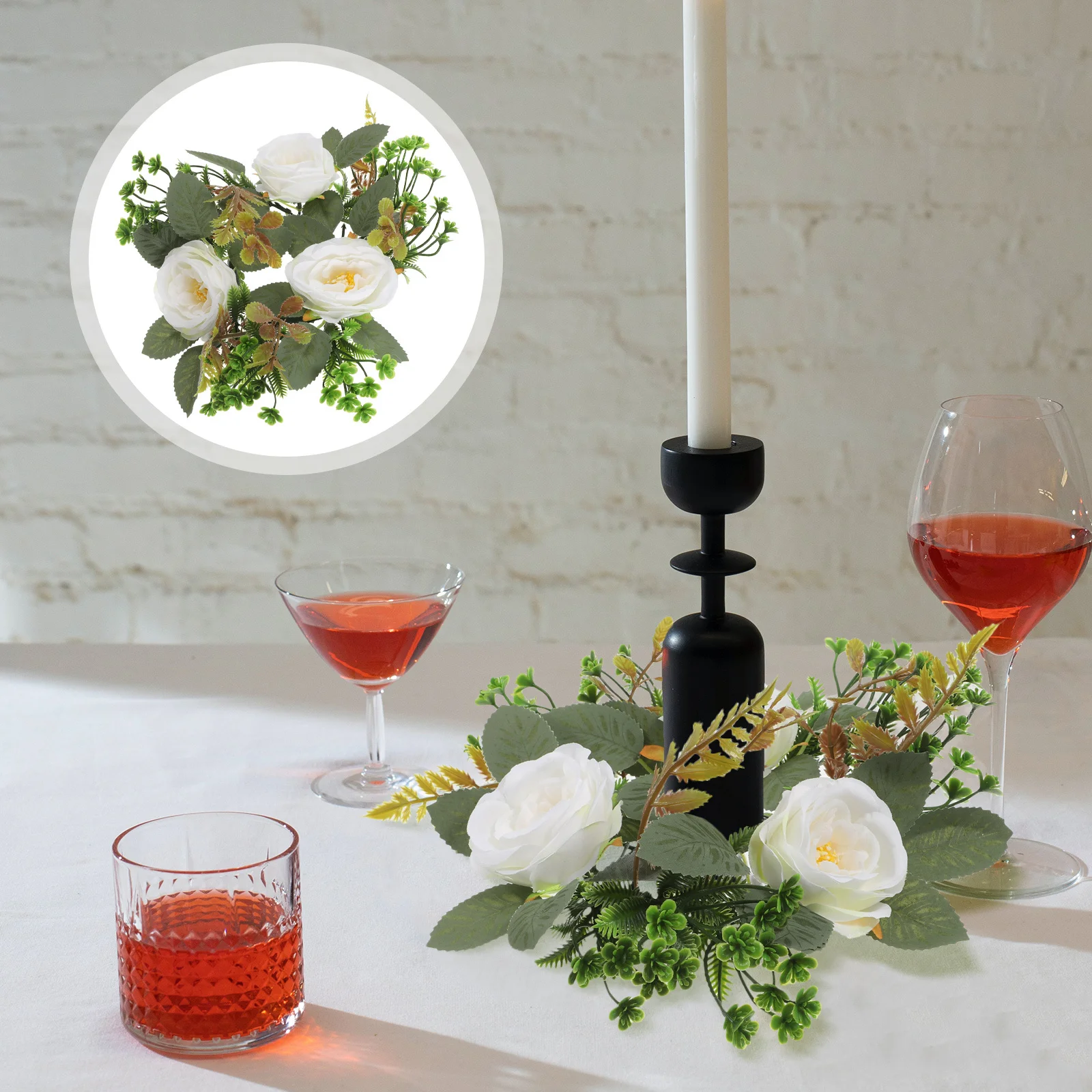 

1pcs Artificial Flower Wreath Ring For Wedding Christmas Decoration Spring Floral Wreaths Farmhouse Holders Green Leaves