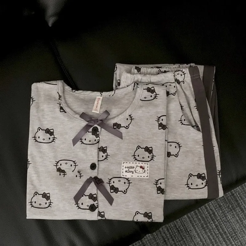 

Pajamas Hello Kitty Long-Sleeved Trousers Set Casual Homewear Loungewear Sleepwear Suit Pyjama Cute Cartoon Sweet Kawaii New