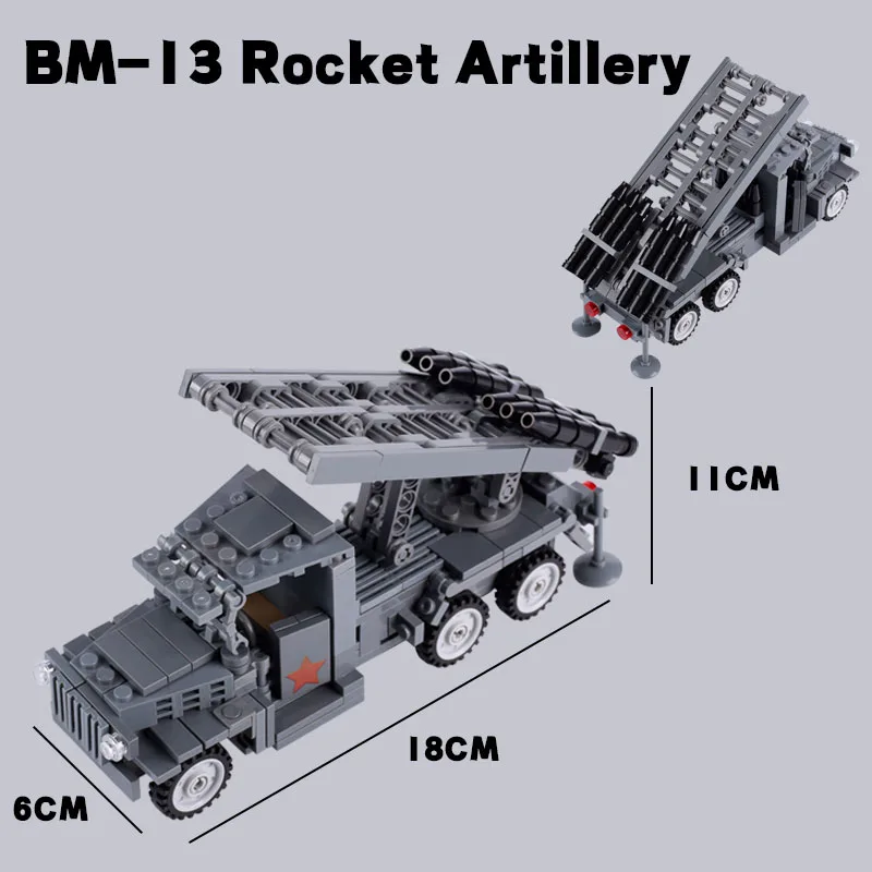 WW2 Military Building Blocks BM-13 Katyusha Rocket Artillery Soviet Soldier Figure Weapon Tank Car Model Brick Army Toys Gift