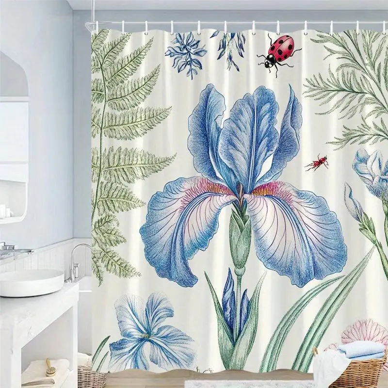 

Elegant Botanical Watercolor Shower Curtain Waterproof Bathroom Decor Floral Nature Greenery Print Bohemian Style Luxury Home Cu