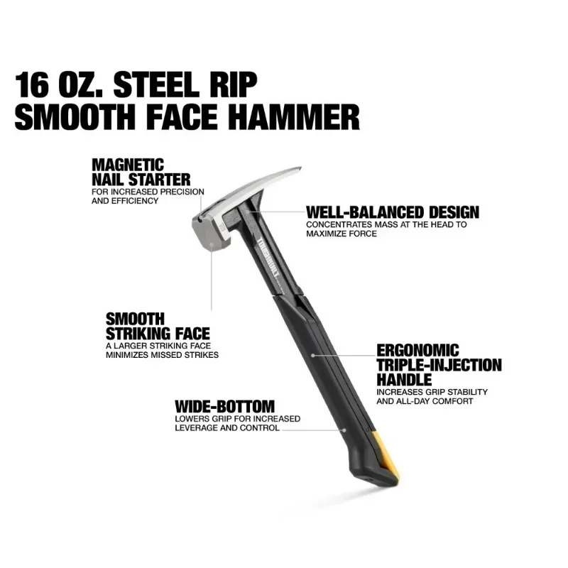 TOUGHBUILT TB-H1-1R-S16/TB-H1-1R-S18 16 OZ. 18 OZ. Steel Rip Hammer Smooth Face Hand Tools