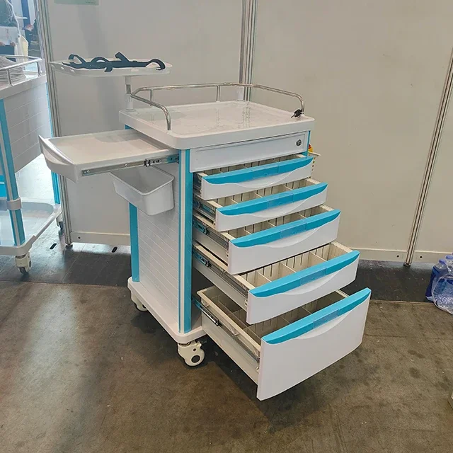 ABS Heavy-Duty Mobile Crash Cart | Multi-Tier Emergency Medical Trolley