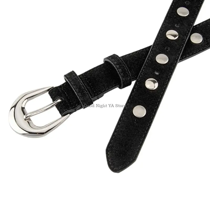 Moden Oval Metal Circular Clasp Belt Waist Strap Belt With Hollowed Eyelet Design Suitable For Various Occasion