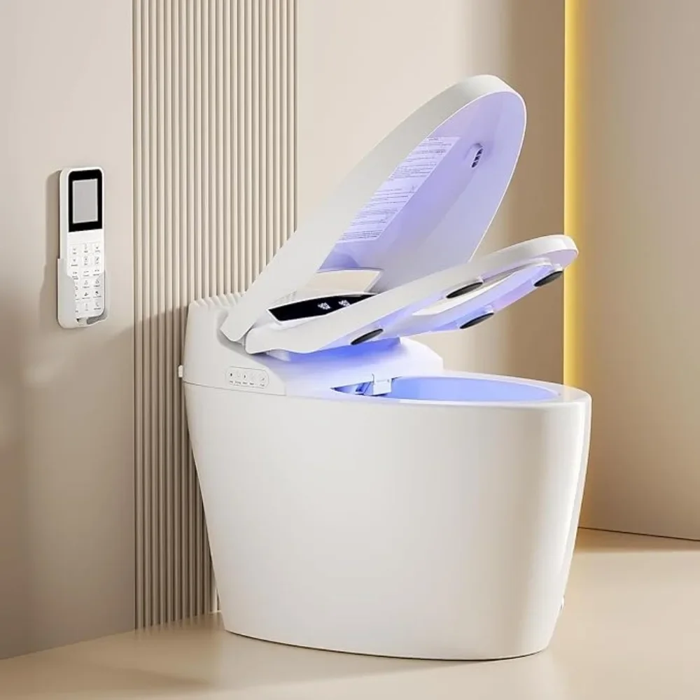 Bidet Toilet, Warm Water Sprayer and Dryer, Foot Sensor Operation, Heated Bidet Seat, LED Display, Smart Toilet