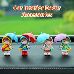 4PCS Cute Umbrella Couple Car Interior Decoration Action Figures Auto Rearview Mirror Dashboard Ornaments for Car Accessories