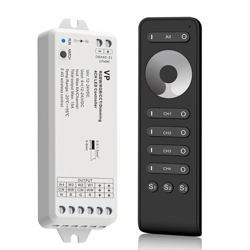kit-variateur-de-lumiere-autonome-a-4-canaux-avec-telecommande-24g-pour-bandes-led-rgbw-rgb-cct-conception-avancee-at48