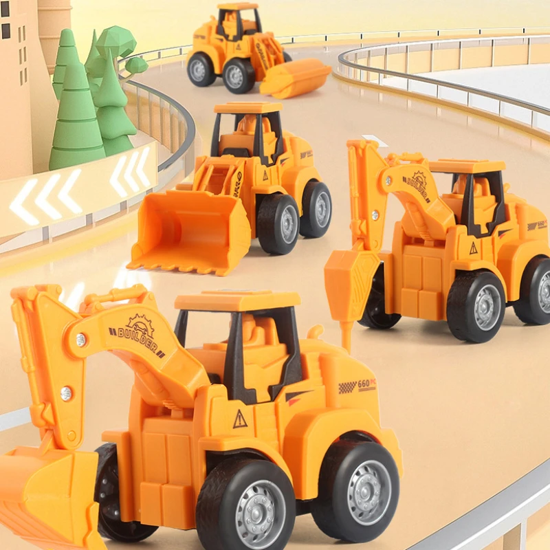 

Simulation Engineering Vehicle Toys Press Sliding Simulation Excavator Bulldozer Children Model Educational Kids Puzzle Gift