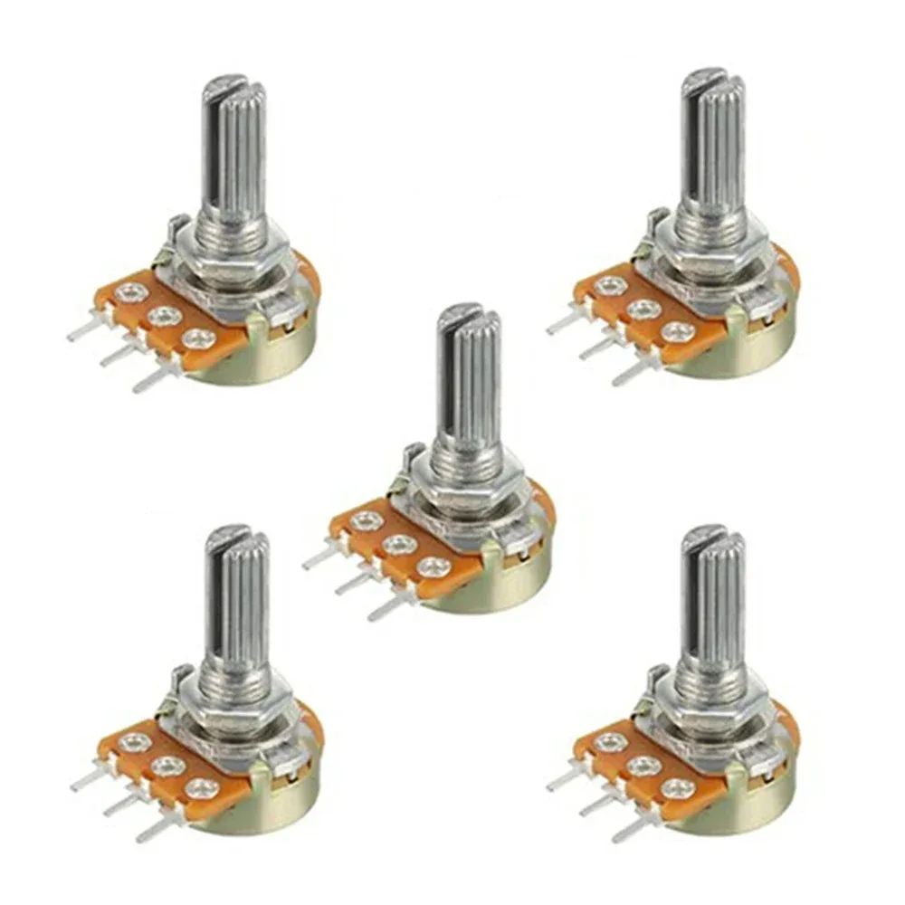 5 pz 1K-1M Ohm resistori variabili WH148 3pin regolazione a giro singolo rotativo Film di carbonio potenziometri conici 20MM albero, 10 valori