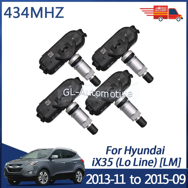 

4PCS Tire Pressure Monitoring Sensor TPMS Sensor For Hyundai ix35 2013-2015 434MHZ 52933-2S400