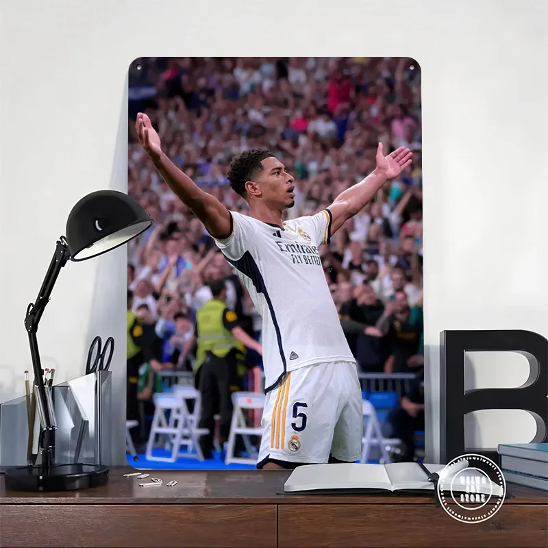 JUDE BELLINGHAM Poster Retro 3D Printed Metal Signs Customized Wall Hanging Gift for Article Decoration Gaming Wand Deko House