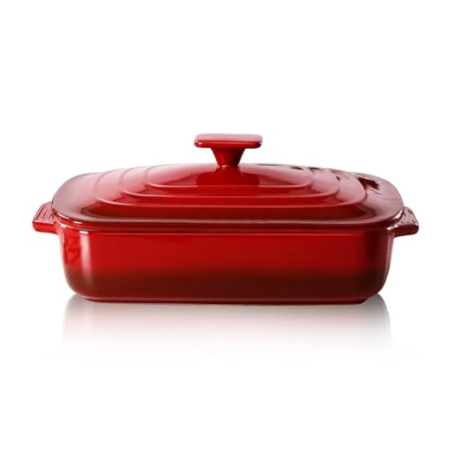

Large Ceramic Casserole Dish with Lid 4.0 Quart Cove Rectangular Stoneware Baking Dishes for Oven Deep 9x13 Inch Lasagna Pans f