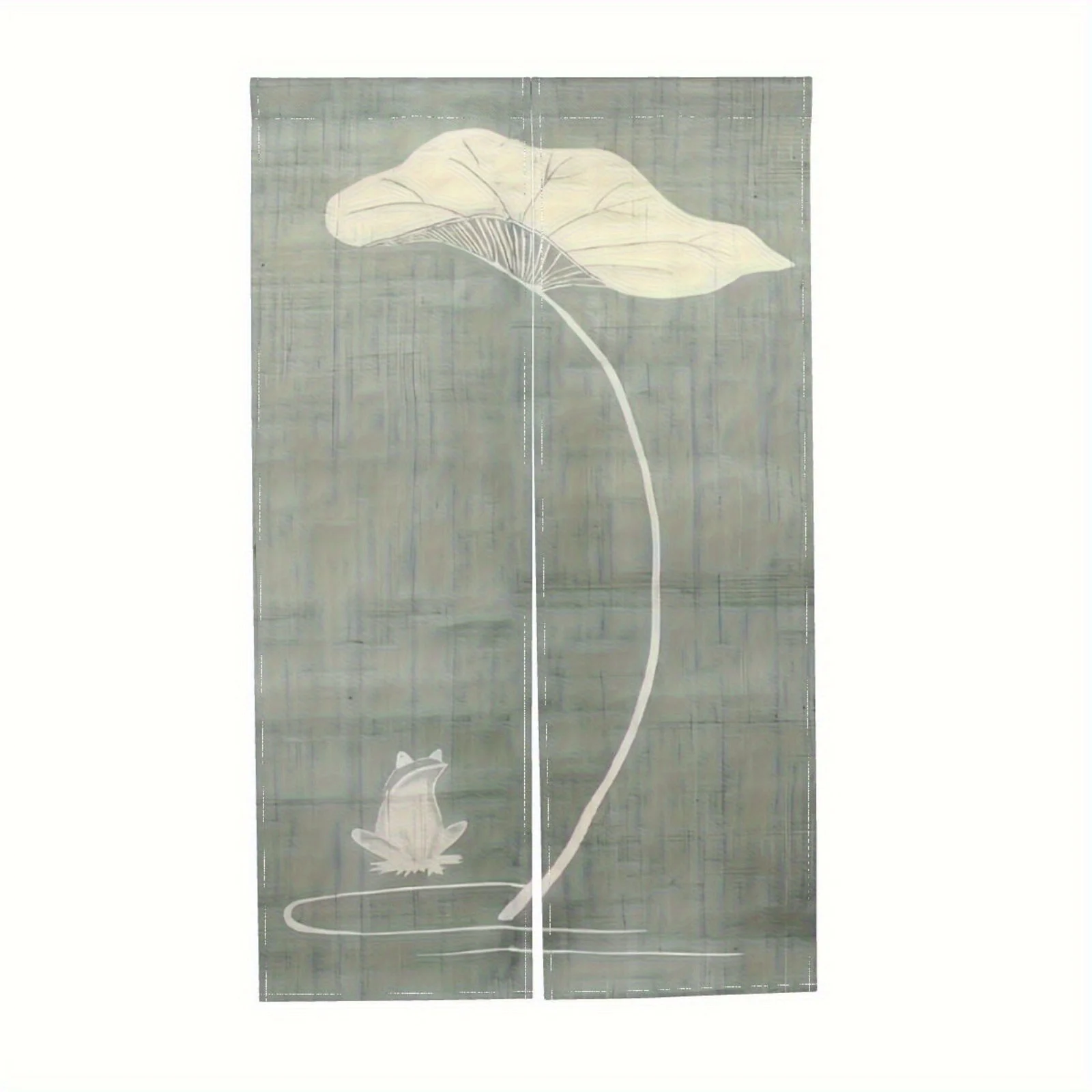 japanese lotus leaf frog art noren door curtain zen nature design linen half panel living room decor Can be used as a partition
